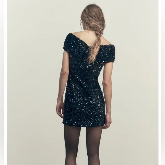 Zara Woman Sequinned Velvet Dress - Picture 3 of 5